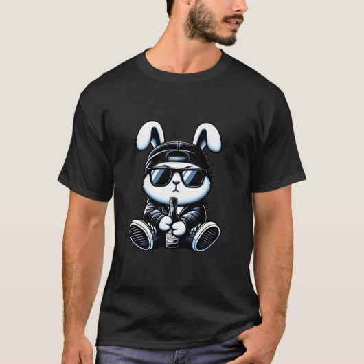 Thug Bunny Met Bier Bunny Konijn Gangster Konijn T-shirt (Voorkant)