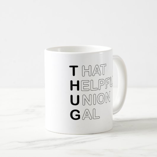 THUG - dat nuttige Uniegal Koffiemok (Voorkant rechts)