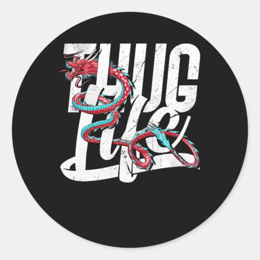 Thug Life Dragon Ronde Sticker (Voorkant)