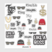 Thug Life Stickers niet auteursrechtelijk bescherm (Vel)