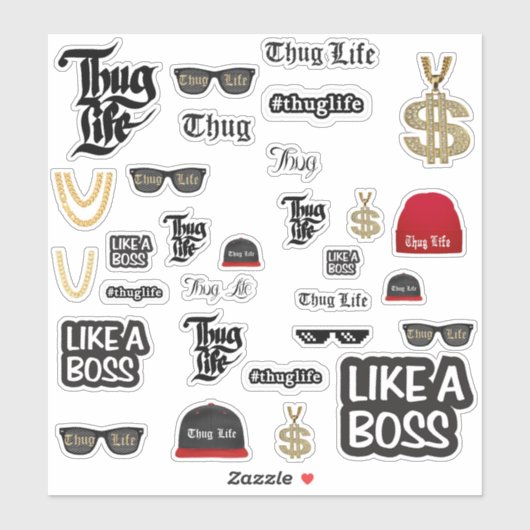 Thug Life Stickers niet auteursrechtelijk bescherm (Vel)