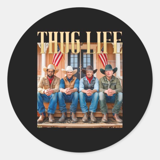 Thug Life Trump Vance Kennedy Elon 1 Ronde Sticker (Voorkant)