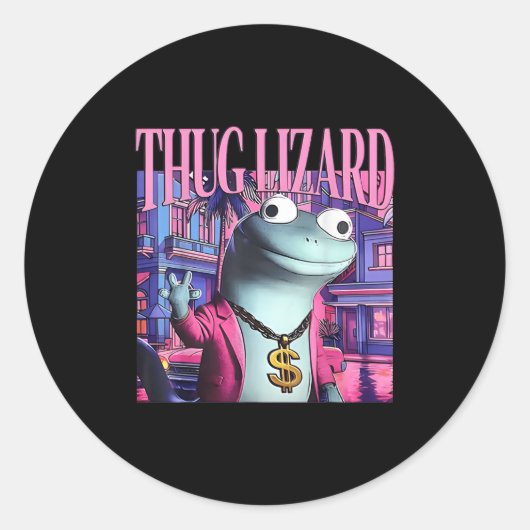 Thug Lizard Funny Weirdcore Animal Lizard L Ronde Sticker (Voorkant)