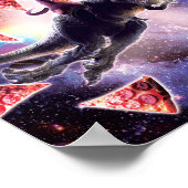 Thug Space Cat op Dinosaur Unicorn - Pizza Poster (Hoek)