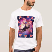 Thug Space Cat op Dinosaur Unicorn - Pizza T-shirt (Voorkant)