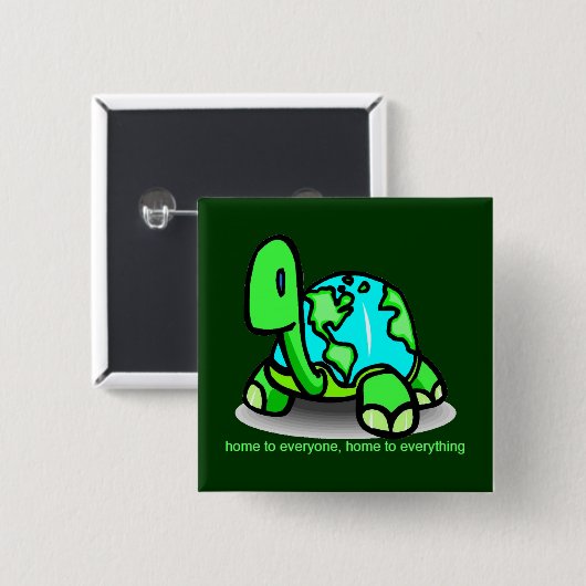 Thuis aan iedereen Turtle Earth Button (Voorkant /achterkant)