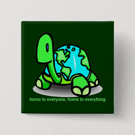 Thuis aan iedereen Turtle Earth Button (Voorkant)
