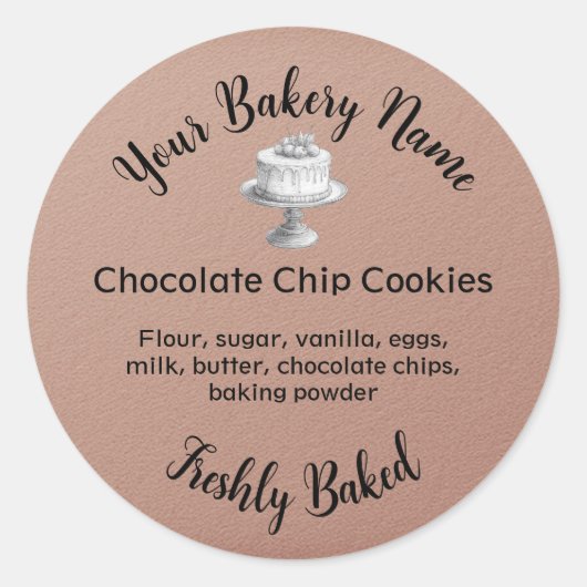 Thuis Bakkerij Zakelijke Cakes Ronde Sticker (Voorkant)