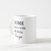 Thuis begint met de kleine dingen - Inspirerend Koffiemok (Voorkant links)