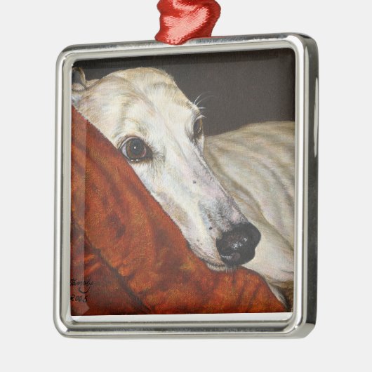 Thuis bij de laatste Greyhound Whippet dog schilde Metalen Ornament (Links)