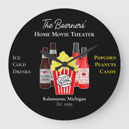 Thuis Bioscoop Theater Bier Frisdrank Wandklok (Voorkant)