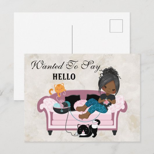 Thuis blijven breien briefkaart (Voorkant / Achterkant)