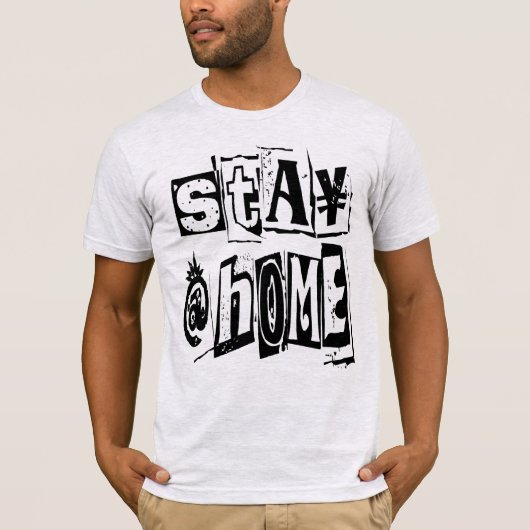 Thuis blijven Moderne verontruste typografie T-shirt (Voorkant)