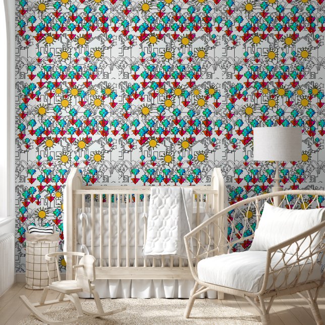 Thuis Bloemen Zonneschijn Kinderen Behang (Kinderen)