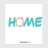 Thuis bloemenkrans sticker (Vel)