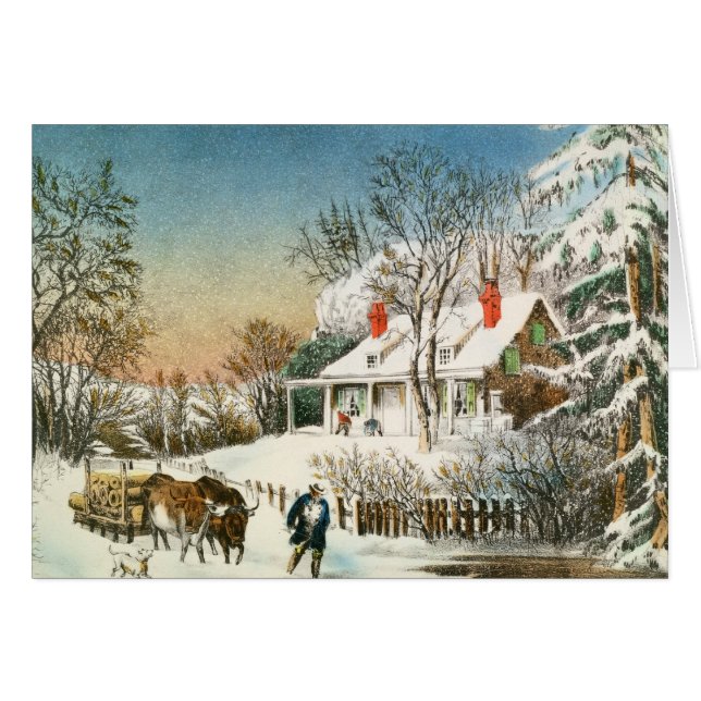 Thuis brengen de Logs, het winterlandschap (Voorkant Horizontaal)