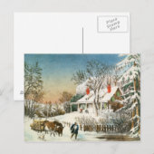 Thuis brengen de Logs, het winterlandschap Briefkaart (Voorkant / Achterkant)