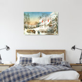 Thuis brengen de Logs, het winterlandschap Canvas Afdruk (Insitu (Slaapkamer))