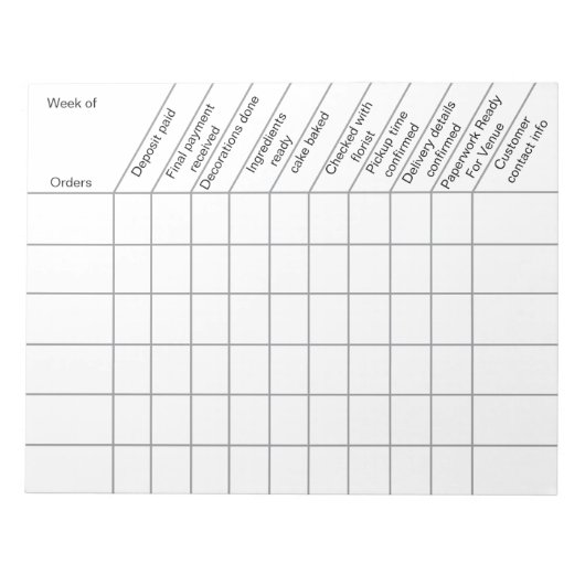 Thuis Cake Business Order Volgformulier Notitieblok (Voorkant)