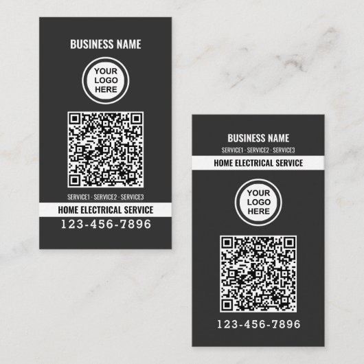 Thuis elektrische service QR-code Logo aangepast w Visitekaartje (Voorkant / Achterkant)