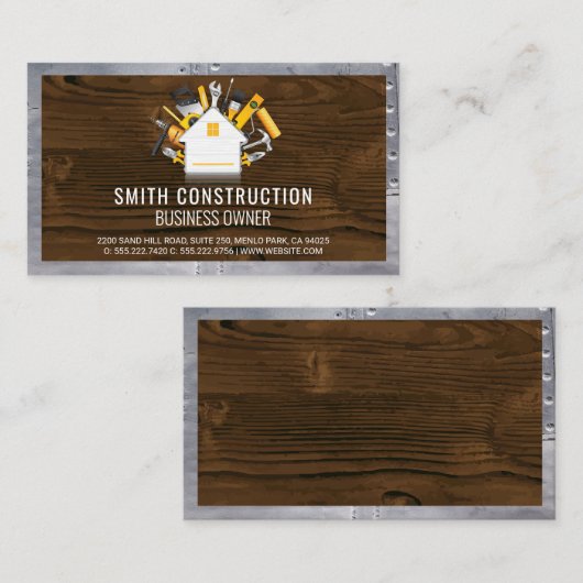 Thuis en tools | Hout en metaalrivetten Visitekaartje (Voorkant / Achterkant)