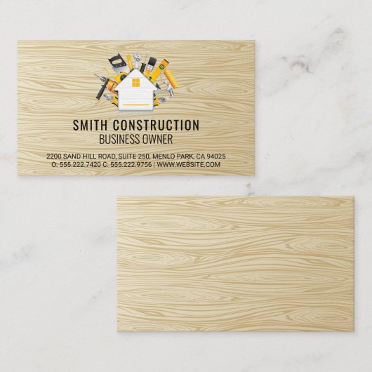 Thuis en tools | Hout Visitekaartje (Voorkant / Achterkant)