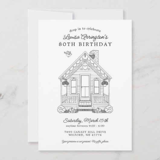 Thuis Feest 80e verjaardag Drop In Kaart (Voorkant)