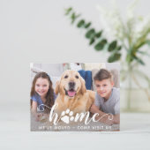 Thuis Foto We zijn verhuisd Hond Verhuizing Aankondigingskaart (Staand voorkant)