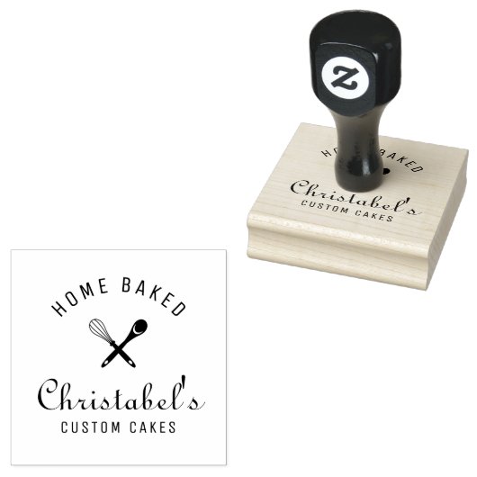 THUIS GEBAKKEN | Custom Cakes Bakkerij logo Rubberstempel (Gestempeld)