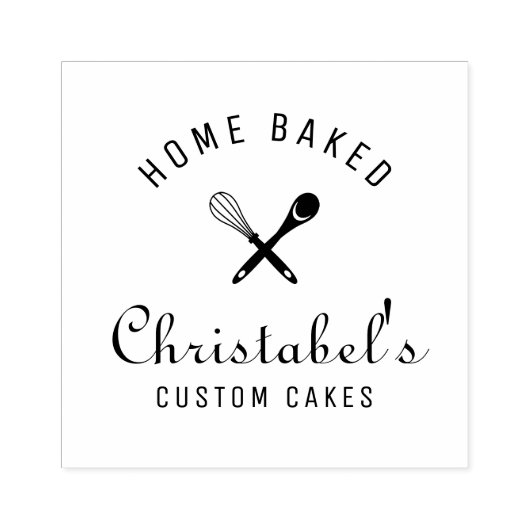 THUIS GEBAKKEN | Custom Cakes Bakkerij logo Rubberstempel (Afrduk)