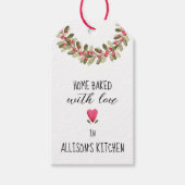 Thuis Gebakken Met Liefde Waterverf Kerstgroen Cadeaulabel (Voorkant)