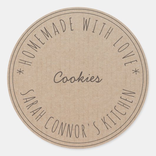 Thuis gemaakt met de liefde Cookies Kraft Baking Ronde Sticker (Voorkant)