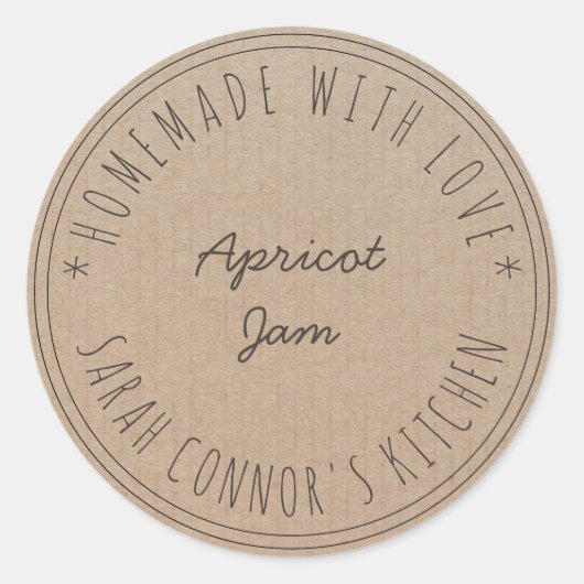 Thuis gemaakt met liefde Abriot Jam canning Kraft Ronde Sticker (Voorkant)