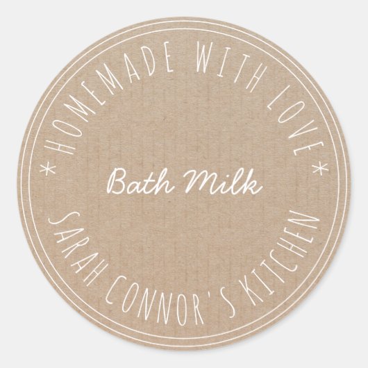 Thuis gemaakt met liefde Bath Milk Kraft Spa Ronde Sticker (Voorkant)