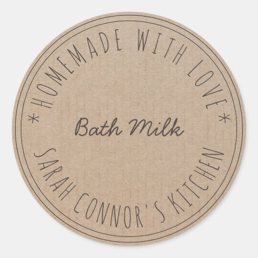 Thuis gemaakt met liefde Bath Milk Kraft Spa Ronde Sticker (Voorkant)