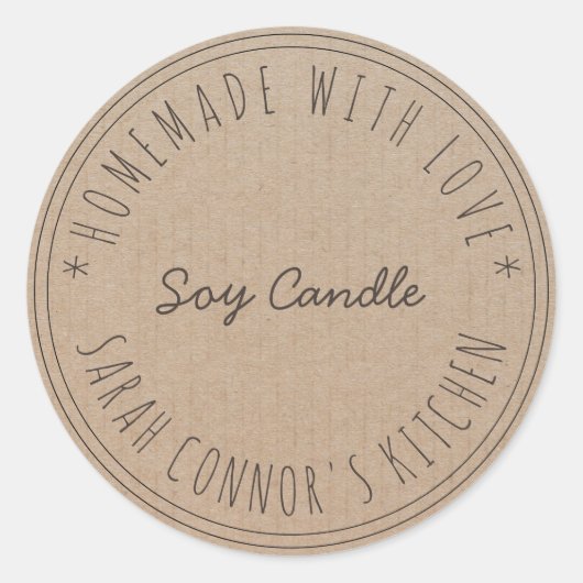 Thuis gemaakt met liefde Soy Candle Kraft Paper Ronde Sticker (Voorkant)