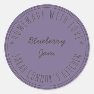 Thuis gemaakt van de liefde Blueberry Jam Paars Ronde Sticker