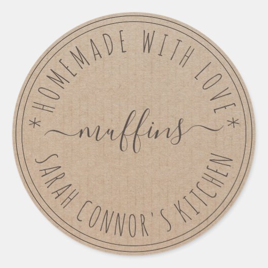 Thuis gemaakt van de liefde Muffins Kraft Baking K Ronde Sticker (Voorkant)