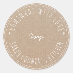 Thuis gemaakt van de liefde Soap Kraft Spa Ronde Sticker