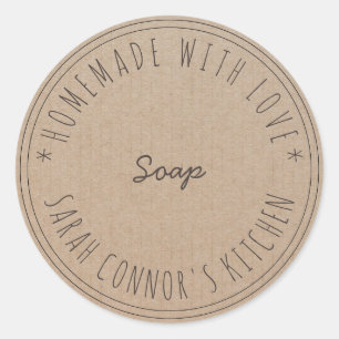 Thuis gemaakt van de liefde Soap Kraft Spa Ronde Sticker