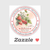 Thuis gemaakte aardbeienconfiture inmaken sticker (Vel)