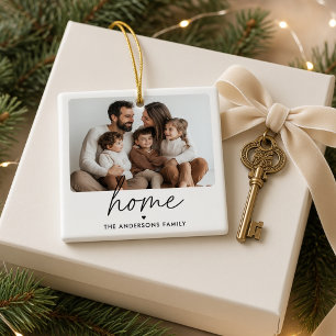 Thuis Gepersonaliseerde Familie Foto Kerstmis Keramisch Ornament