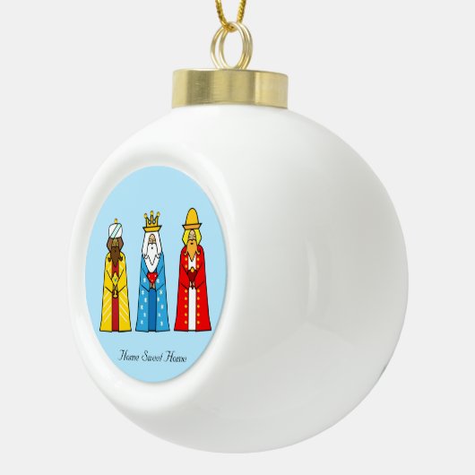 Thuis, gezoet startpunt en drie Mannen Keramische Bal Ornament (Rechts)