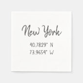 Thuis GPS-coördinaten Lengtegraad Latitude New Yor Servet (Voorkant)