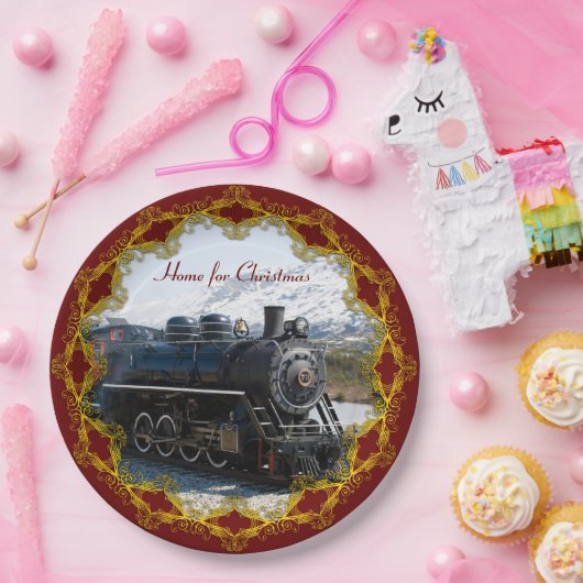 Thuis in de trein met kerst papieren bordje (Feest)