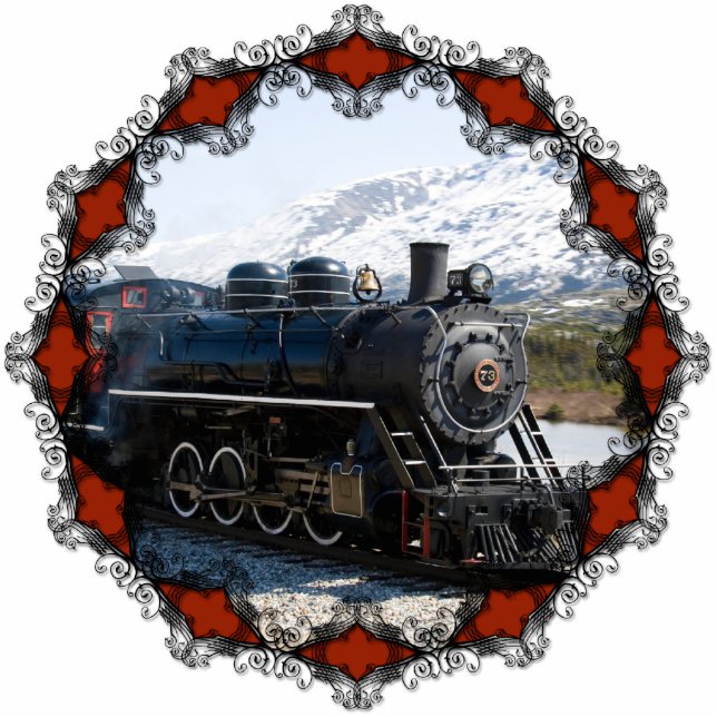Thuis in de trein voor kerstversiering fotobeeldje ornament (Voorkant)