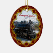 Thuis in de trein voor kerstversiering keramisch ornament (Rechts)