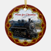 Thuis in de trein voor kerstversiering keramisch ornament (Voorkant)