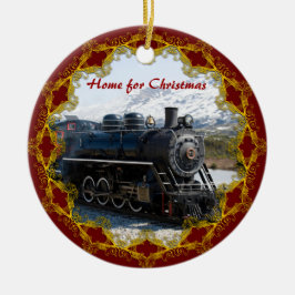 Thuis in de trein voor kerstversiering keramisch ornament