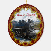Thuis in de trein voor kerstversiering keramisch ornament (Links)